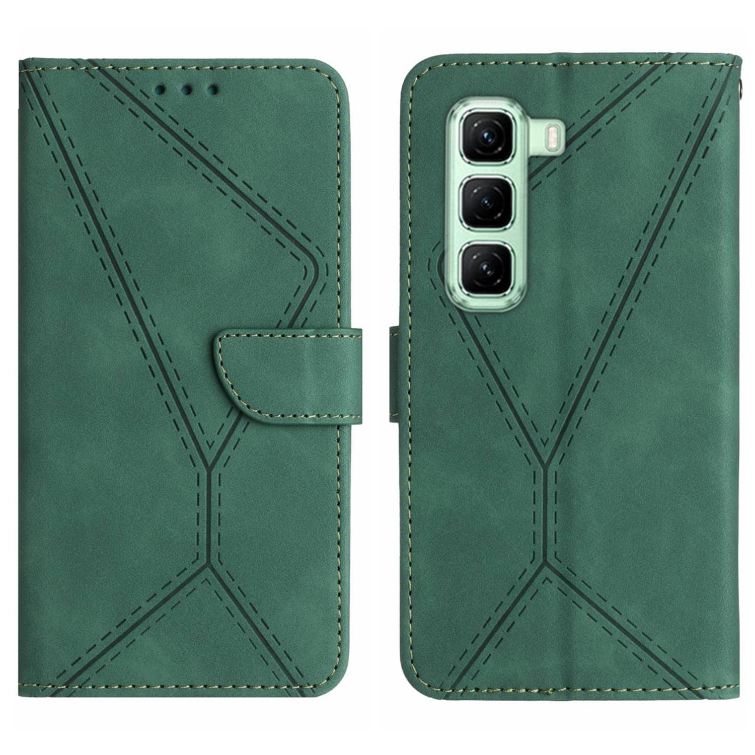 

Для Infinix Hot 50 4G Чохол Шкіряний з Текстурними Лініями Тиснений PU Шкіра Відкидний Чохол для Телефону A