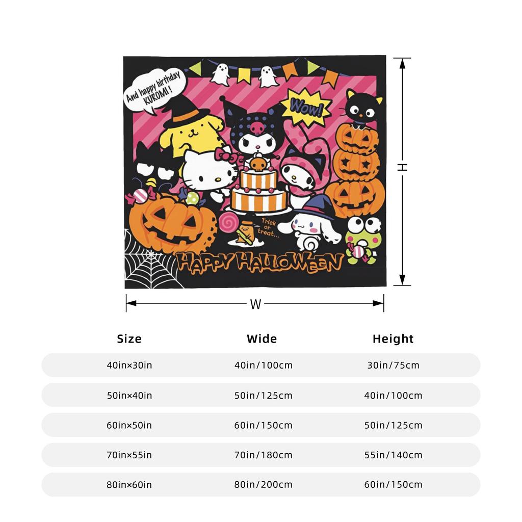 Hello Kitty Halloween Blanket Fleece Spring Autumn Pumpkins  Multifunction Warm Throw Blanket for Sofa Office Bedspreads