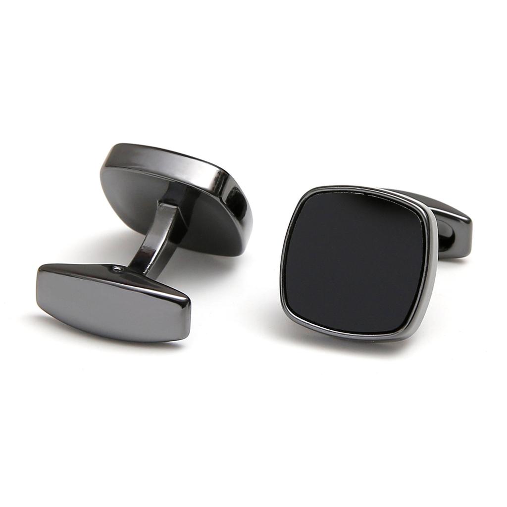 Men's cufflinks, classic simplicity inlaid with black square shirt buttons, cross-border jewelry 1 pair of spot wholesale delivery