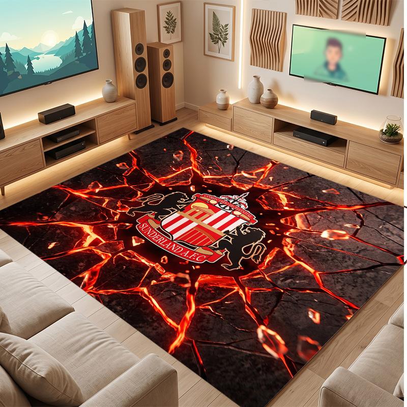 Tappeto in Velluto di Cristallo con Stampa del Sunderland Football Club, Comodo Assorbente d'Acqua Antiscivolo Tappeto per Pavimenti Interni