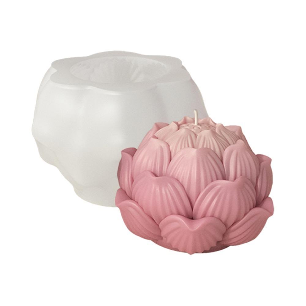 3D Lotus Flower Mold Funny Floral Mold Durable Silicone Candle Mold  Gift Making