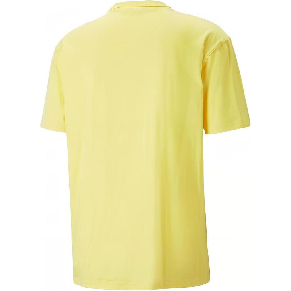 Puma X Spongebob Collaboration Solid Color Cartoon Pattern Printed Round Neck Short Sleeve T-Shirt Men Tops Light-Yellow 538958-60
