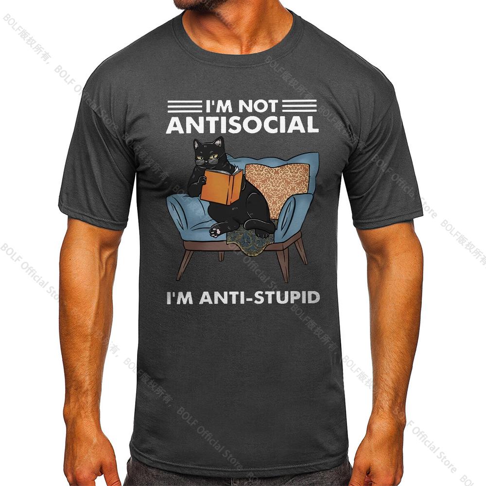 I Am Not Anti Social Printed Men's Vintage T-Shirt 100% Cotton Oversized Funny Graphic Tees for Men Summer Tops
