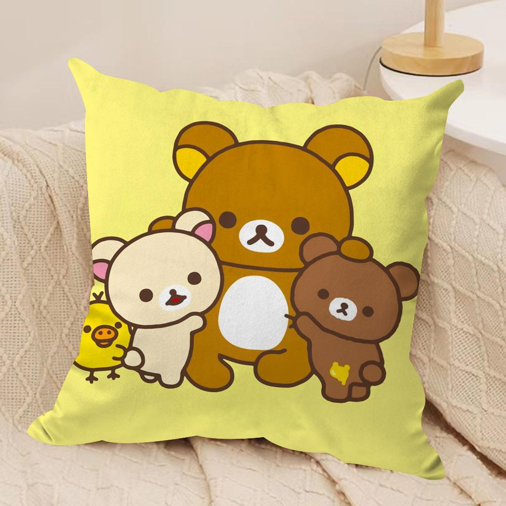 Cute RRilakkumaS Cushion Cover Soft Plush Fabric DoubleSided Printed Cushion Covers for All Seasons Home Decor