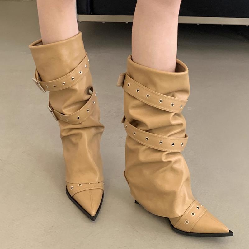 

Модные высокие сапоги женские с острым носком на высоком каблуке модная обувь платье сексуальный дизайнер женщина зимние сапоги 2025 люксовые женские челси ботильоны 39 хаки