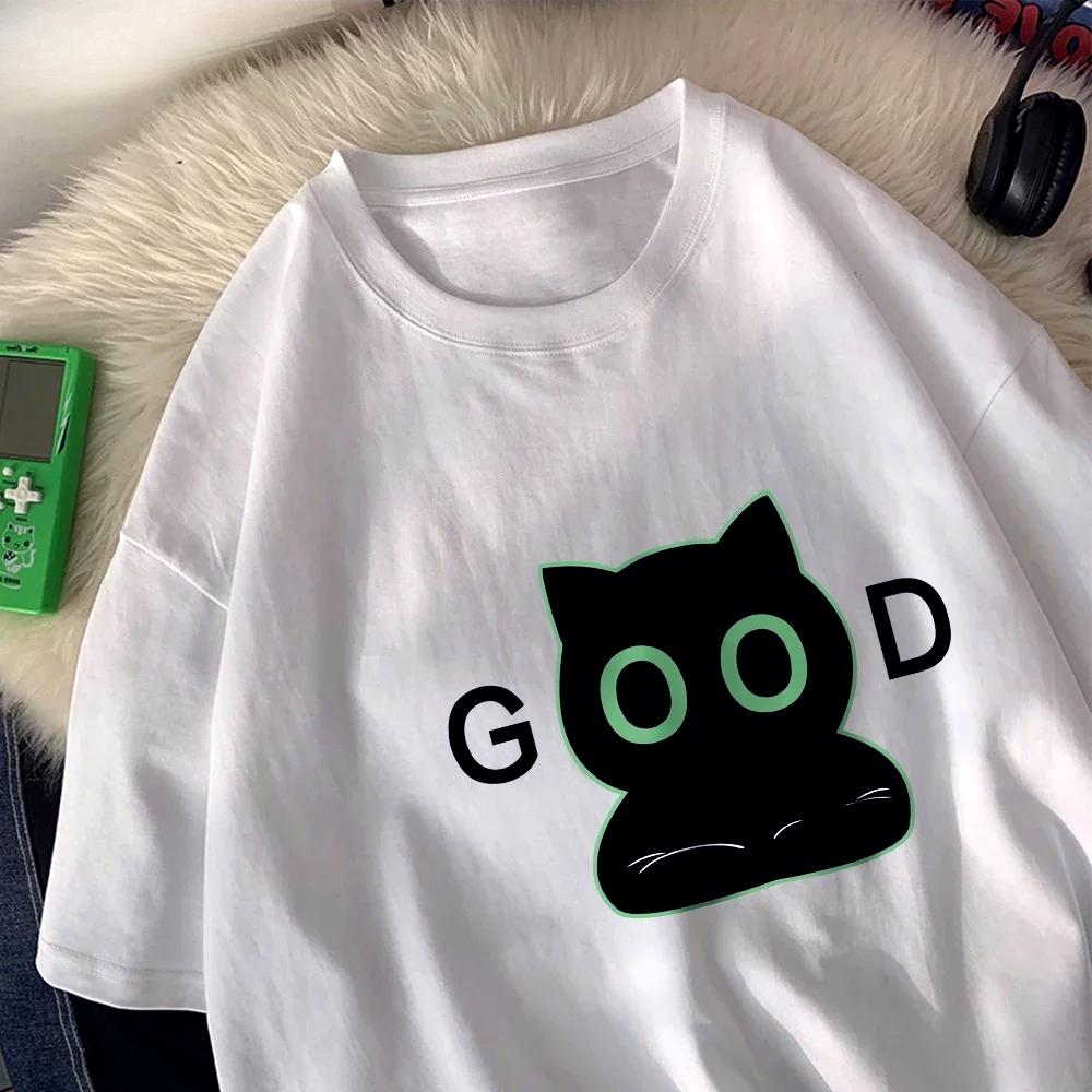 

Cartoon Cat with Good Pattern Printed Summer Womens Top Casual Round Neck Short Sleeve Womens Comfortable Clothing S