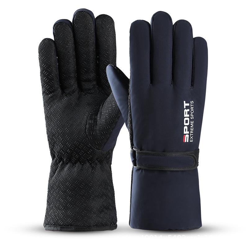 Winter Skiing Travel Full Finger Gloves for Men Thickened Warm Waterproof Riding Gloves Touch Screen Plush Motorcycle Gloves