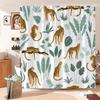 Mid Century Leopard Tropical Botanical Shower Curtain Palm Leaf Simple Colour Matching Minimalist Shower Curtains Bathroom Decor