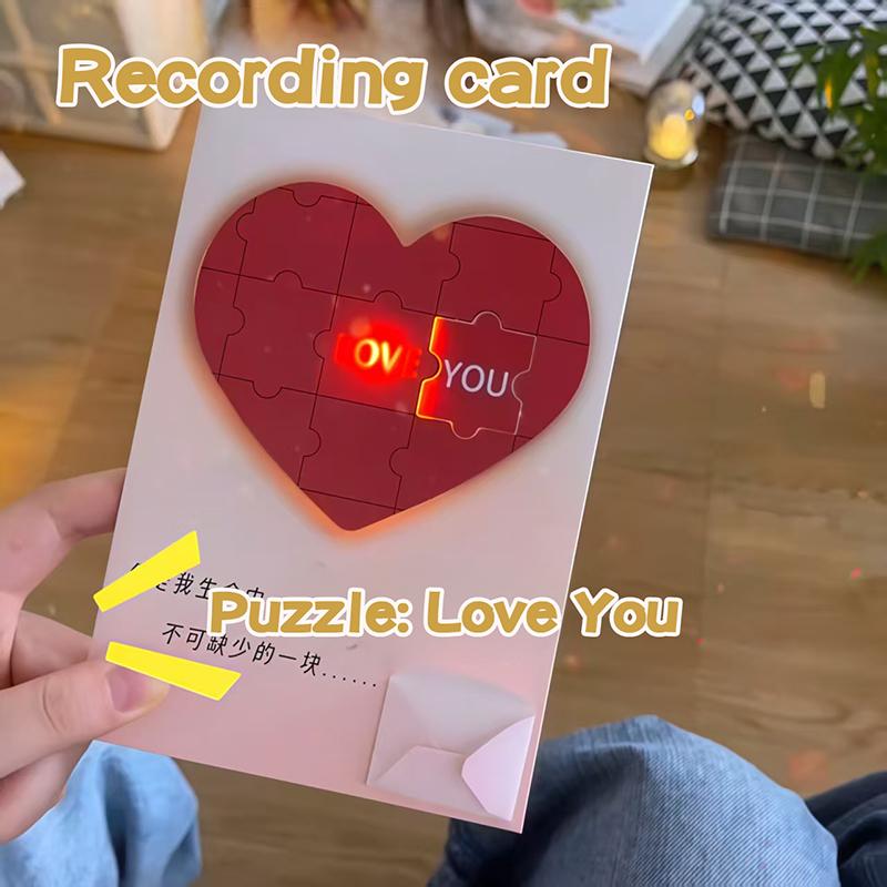 Love Puzzle Recording Greeting Card Flame Burning Valentine'S Day Greeting Card Girlfriend Lovers Birthday Gift Decoration gIft