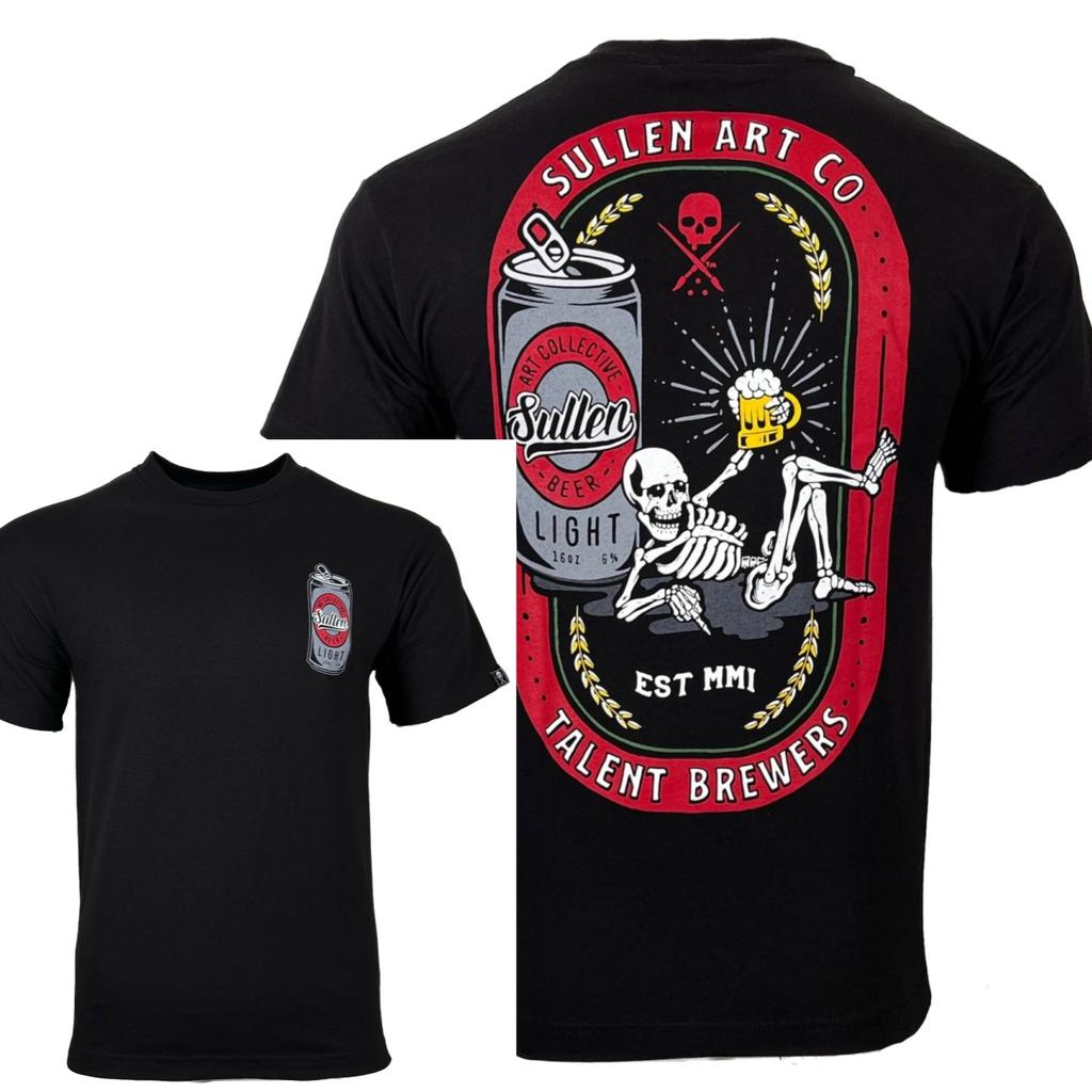 Mürrisches Unisex-T-Shirt TALENT BREWERS Tiefschwarz Totenkopf-Tattoo Premium-Qualität High-End-Luxus Unisex-Stil Sowohl für Unisex als auch für Unisex