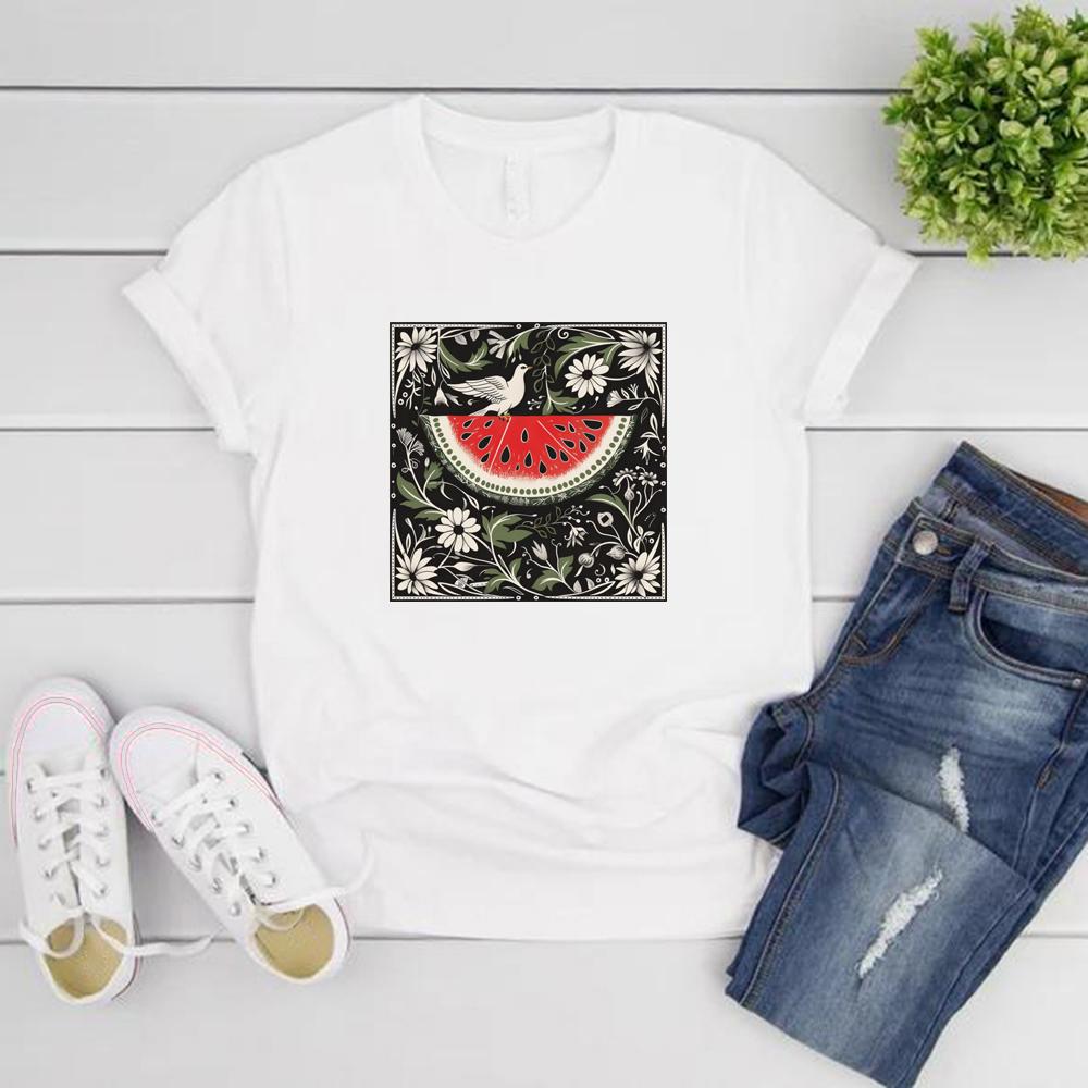Watermelon Flag Tshirt This Is Not A Watermelon T-Shirt Short Sleeve Unisex Graphic T Shirts Peace and Love Tee Streetwear Tops