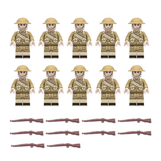 Yousheng 10 Pcs 1.7" Mini WWII Soldiers Figures Model Set Military Building Block Toys with Weapons Gift for Christmas Stockings Birthday Easter