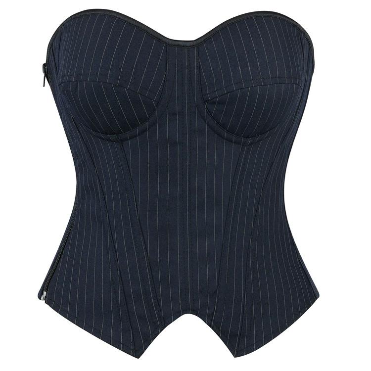 Corset Tops for Women Plus Size Lace up Halloween Costumes Strapless Zip Push-up Cup Bustier Office Club