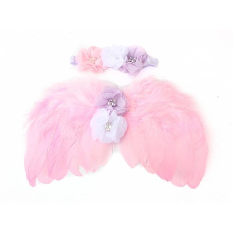 New Baby Angel Wing Set, Children's Photo Props, Wing Headband, Feather Rhinestone Set.