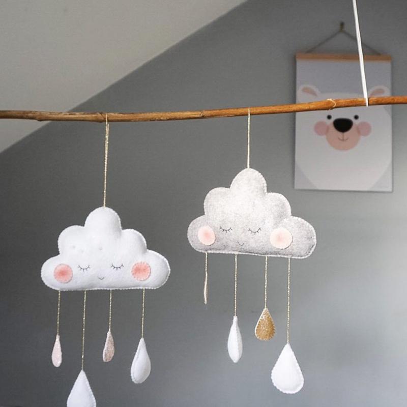 New Nordic Style Felt Cloud With Face Kids Room Decoration Cloud Scandinavian Style Children Room Decor Nordic Decoration For Ro