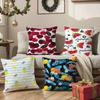 Full Print Pattern of Fruits Pillow Case Comfort Sofa Bed Silky Elegant Invisible Zipper Decorative Cushion Cover