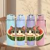 1PC Cat Inside Watermelon Fruit Pattern 750ml Color Plastic Sports Water Bottle Leakproof Flip Straw Lid Suitable for Sports Office Home Use