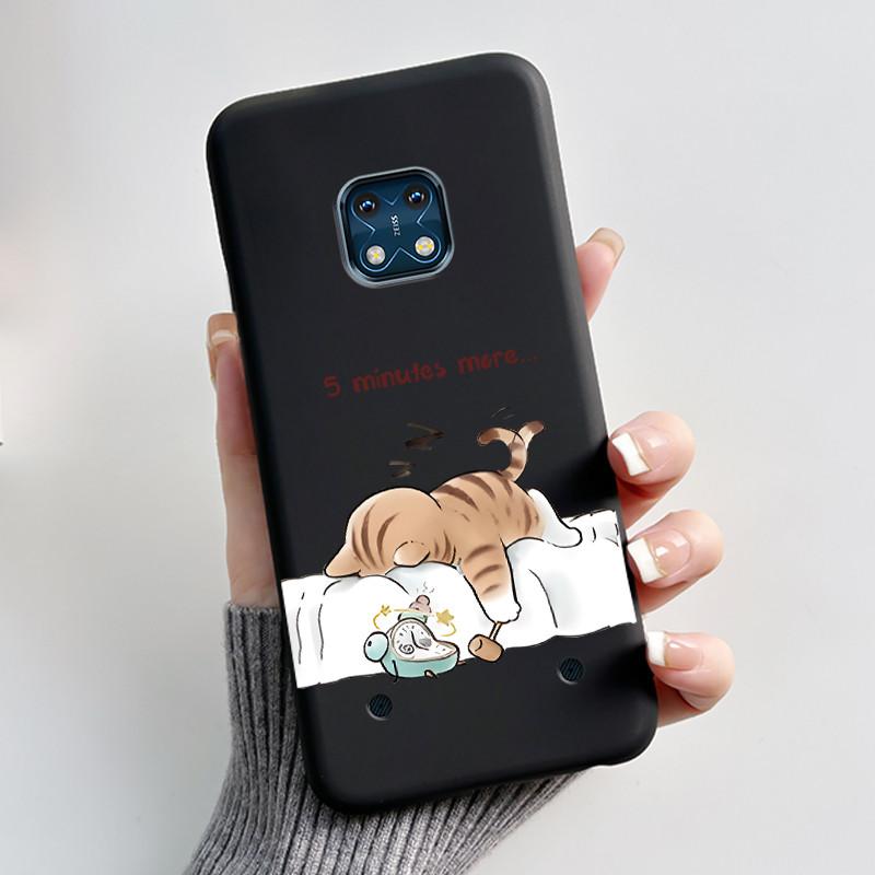 Jelly Color Simple Black Case For Nokia XR20 Popular Little Girl Viral Lucky Pattern Shell With Shockproof Bumper Soft Cover