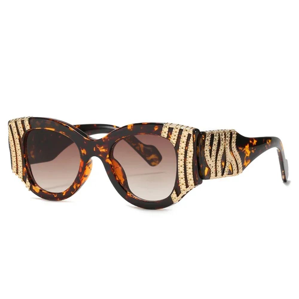 Gorgeous High-quality Sun Glasses with Latest Personality Alloy Decorations for Vintage Catwalk Trend Stylish Ladies