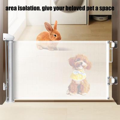 Retractable Dog Gate 17.7x59inch Enclosure Safety Fence Guard Retractable Pet Gates For Dogs For Indoor Outdoor Doorways