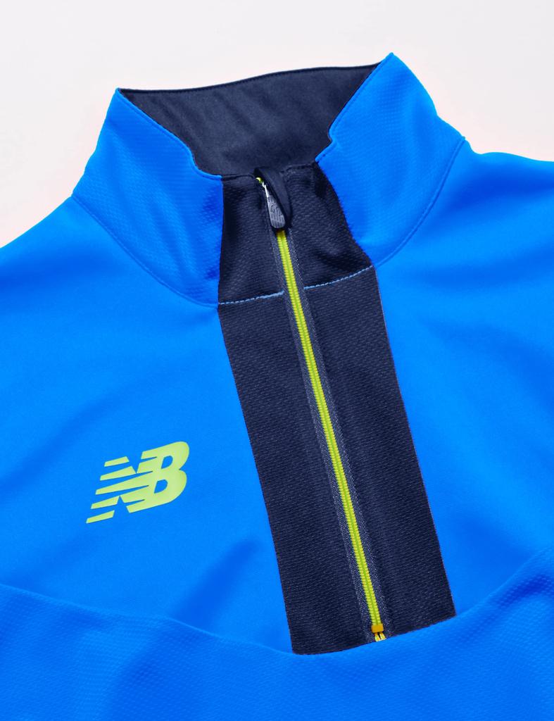 New Balance ABT25218 Junior Half Zip Jersey Soccer Kids SBU 130 Warm-up T-Shirt (Cerine Blue)