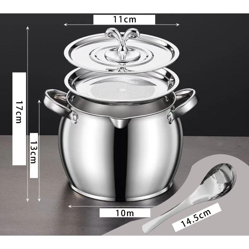 

Commercial Stainless Steel Grease Filter | Removable Fine Mesh Strainer for Bacon/Lard Storage + Free Spoon 1Set add free spoons