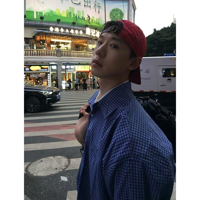 Pánské letní tričko s dlouhým rukávem a logem 2024 v japonském hongkongském stylu, volné, s potiskem, trendy, všestranná ležérní bunda