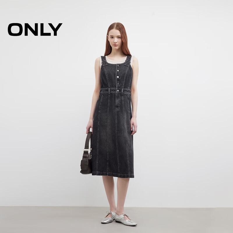ONLY Women's Lyocell Blend Slit Denim Overall Dress