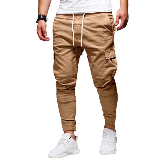Herren Dicke Cargohose Kordelzug Taille Warme Jogginghose Herbst Winter Freizeit Hose mit Mehreren Taschen für Reise Arbeit Alltagskleidung