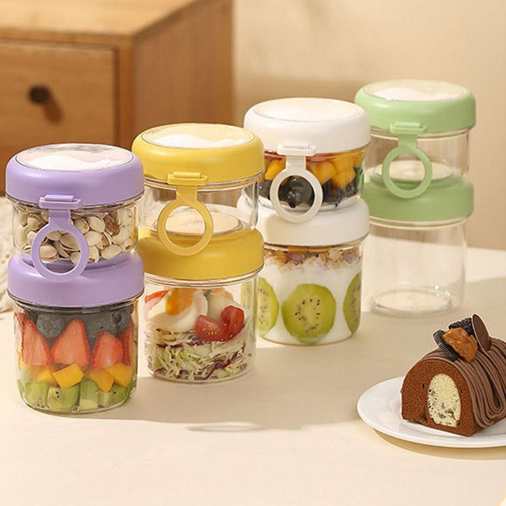 Large Capacity Overnight Oats Jars With Lids and Spoons Cereal Storage Can New Yogurt Containers