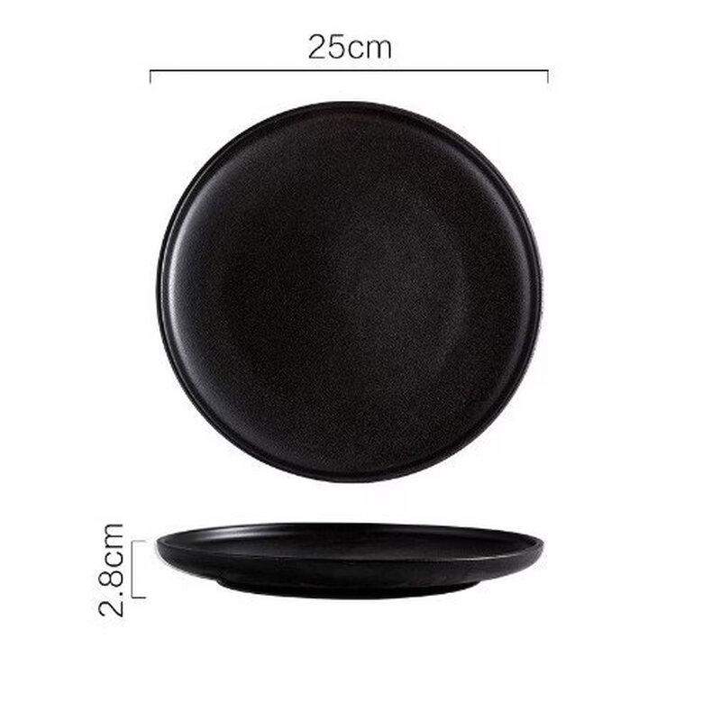 Abay Gold Rim Matte Ceramic Steak Plate