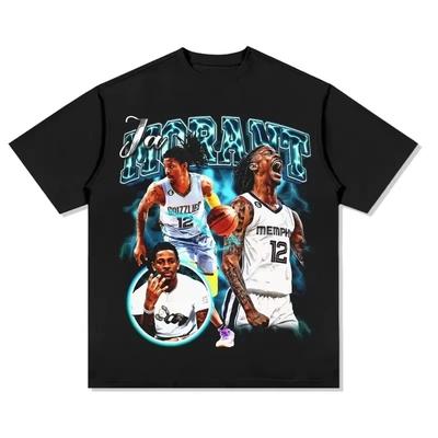 Stylish Black Cotton T-Shirt with Ja Morant Memphis Grizzlies Vintage Basketball Graphic Print Women And Men T-shirts