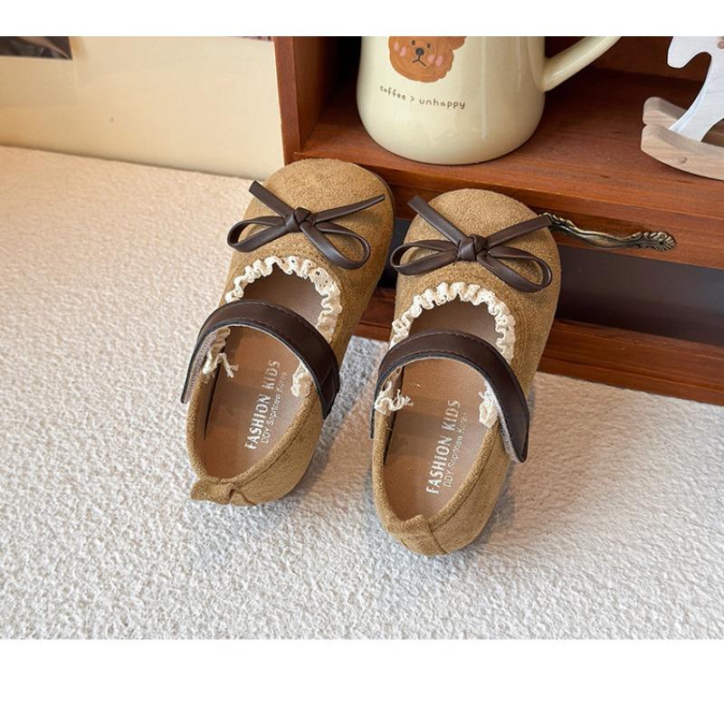 Girls Bowknot Lace Shallow Mouth Soft Sole Princess Leather Kids Shoes