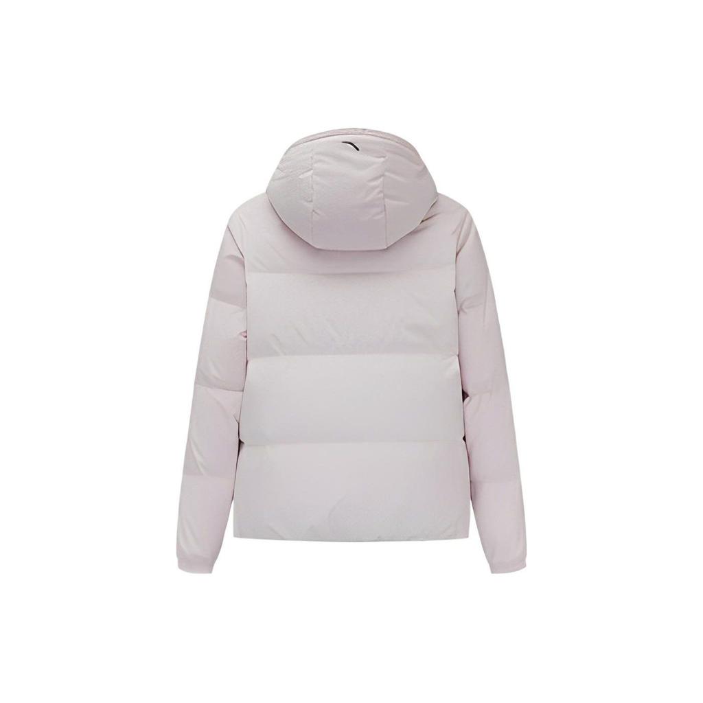 Anta Training Series Solid Color Hooded Zipper Brand Logo Embroidered Warm Thick Down Jacket Women Outerwear Light-Pink 162247931-5