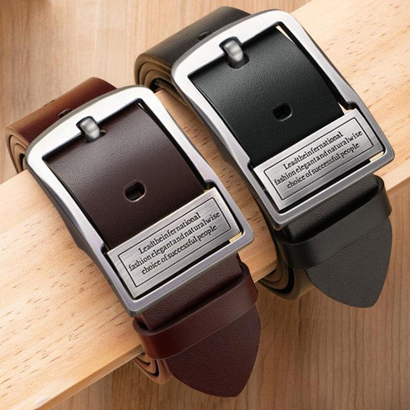 105cm-130CM New Men's Leather Belt Needle Buckle Cowhide Belt Men's Trendy Belt