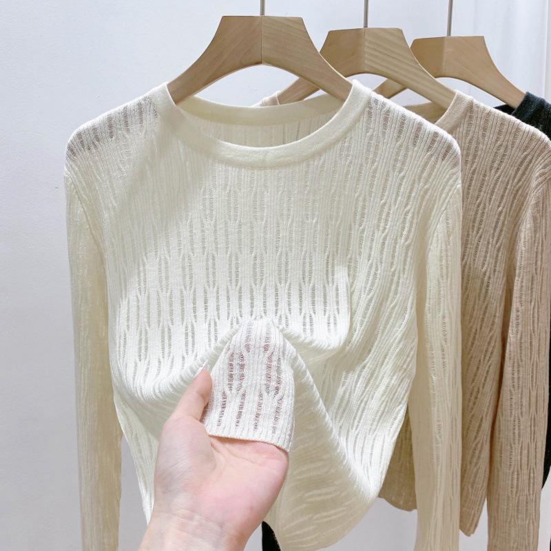 

DAFIFY Женская мода повседневная осень-зима однотонный принт длинный рукав О-образный вырез свитера One Size белый