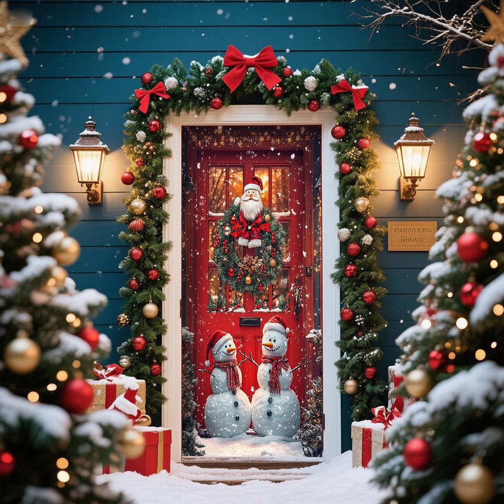 Cross-Border JIT Christmas Door Hanging Tapestry: Festive Decoration for Party and Room