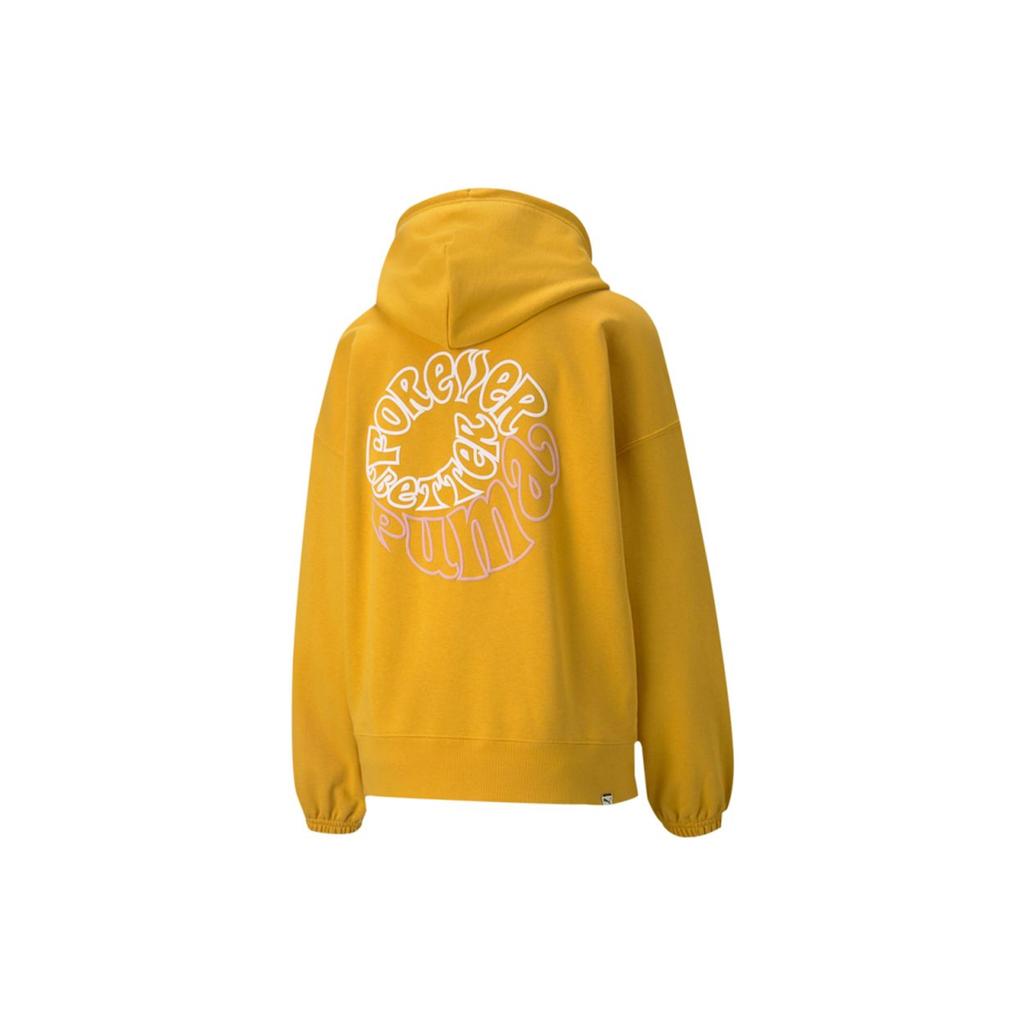 Puma Downtown Graphic Hoodie Women Tops Yellow 533049-37