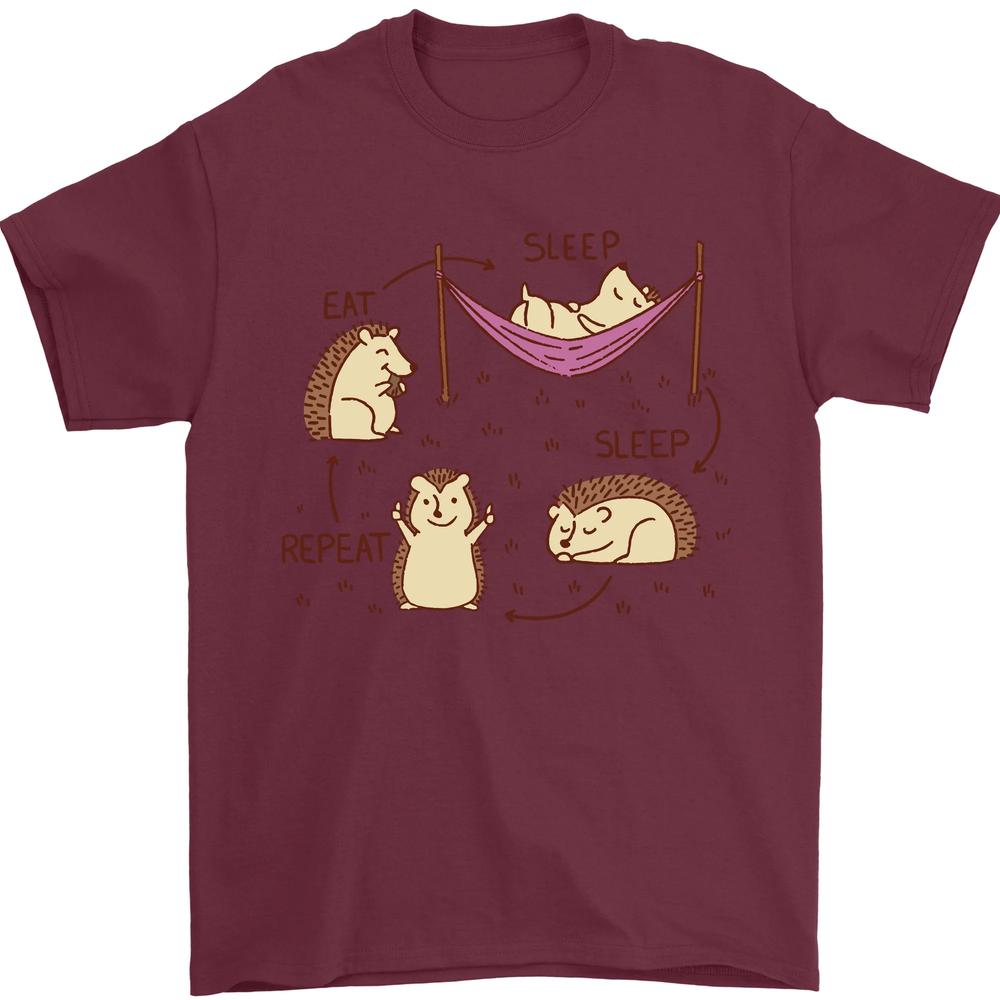 Funny Hedgehog Eat Sleep Repeat Lover Unisexs TShirt 100 Cotton