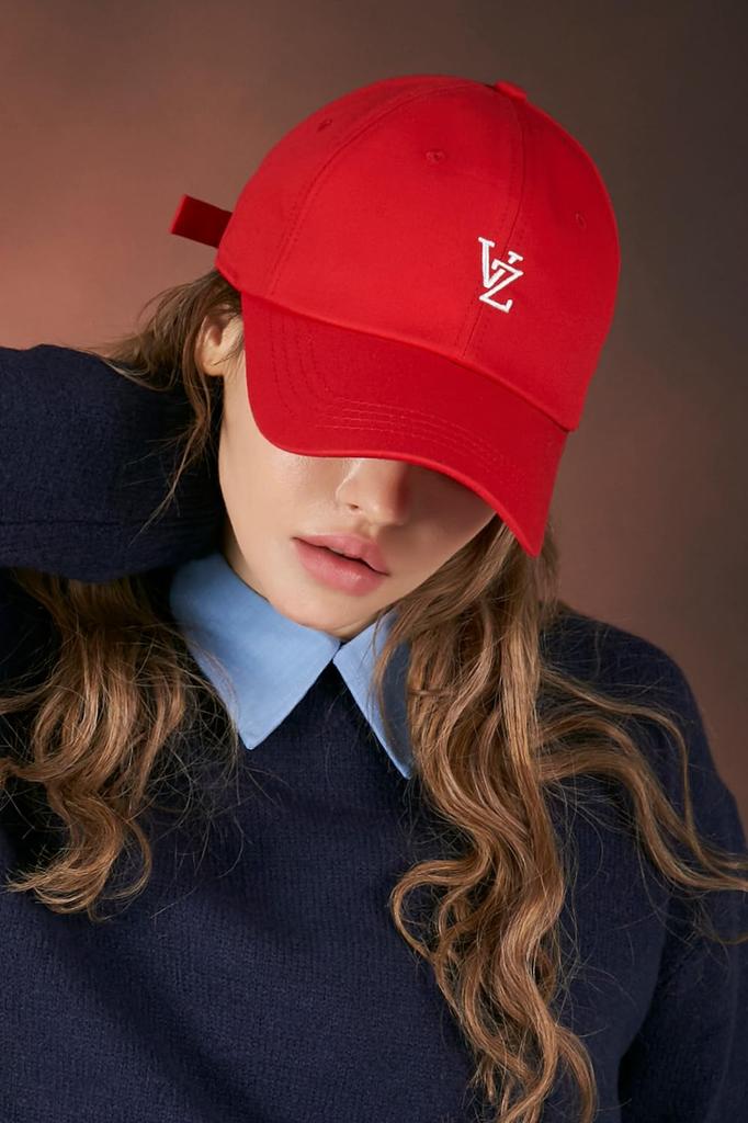 Monogram soft over fit ball cap Red [VARZAR]