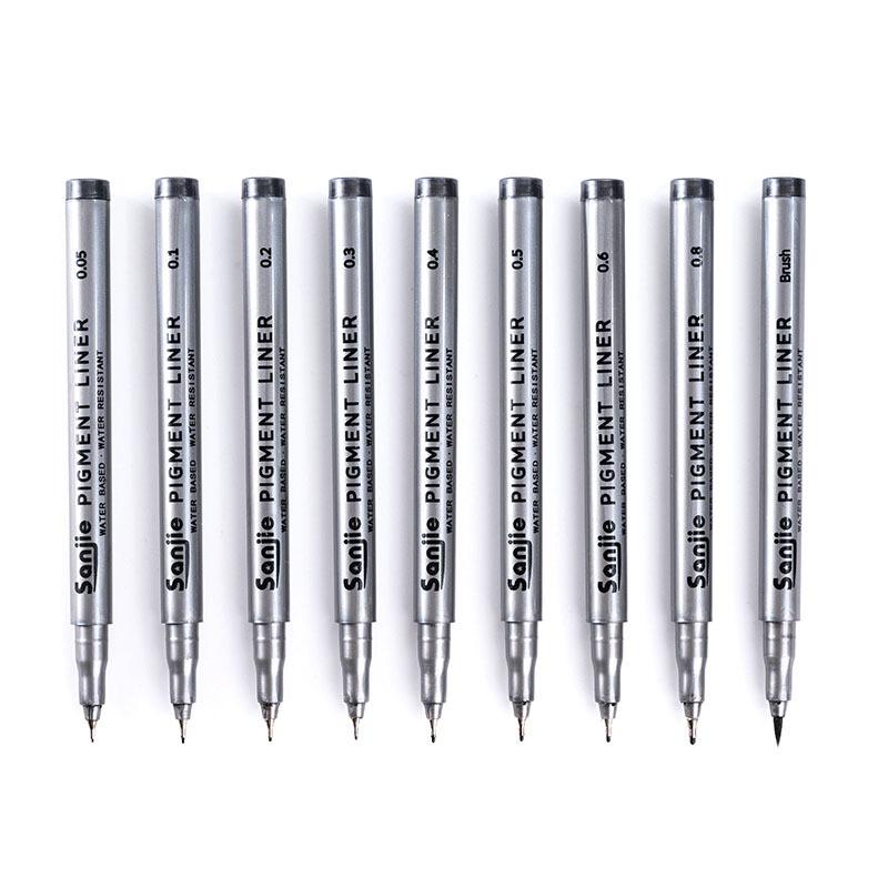 Kit of 9pcs Fine Tip Pen Set, Waterproof Permanent Fineliner for Calligraphy Drawing
