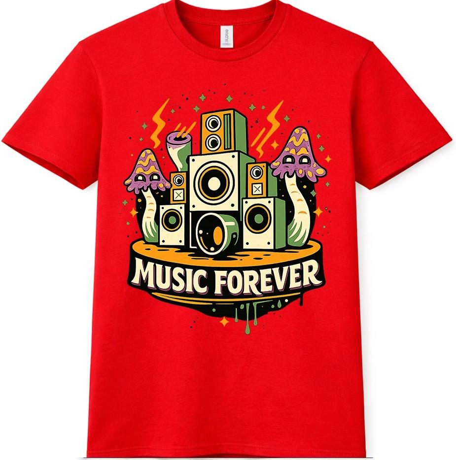 Music T Shirt DJ Speaker Forever Graphic Rave Festival Tee S