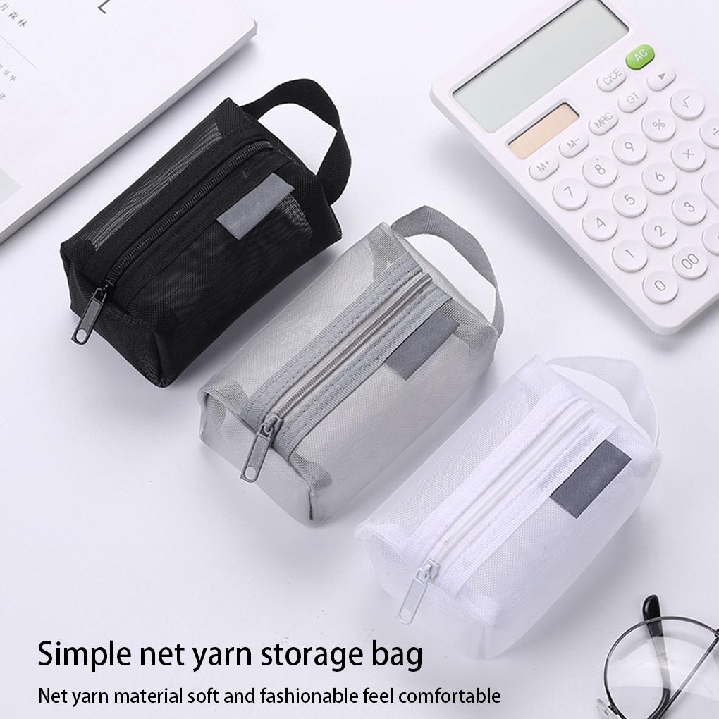 Purse Ple Nylon Mesh Large Capacity Bag Storage Soft Fashionable Comfortable Zipper Durable Stationery Convenience