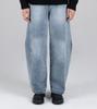 Beoteunseoul Vertical Stitching Pattern Balloon Fit Denim Pants (Blue)