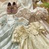 2026 Summer Doll Collar Color Block Girls' Dress – French Print Short Sleeve Princess Korean Style