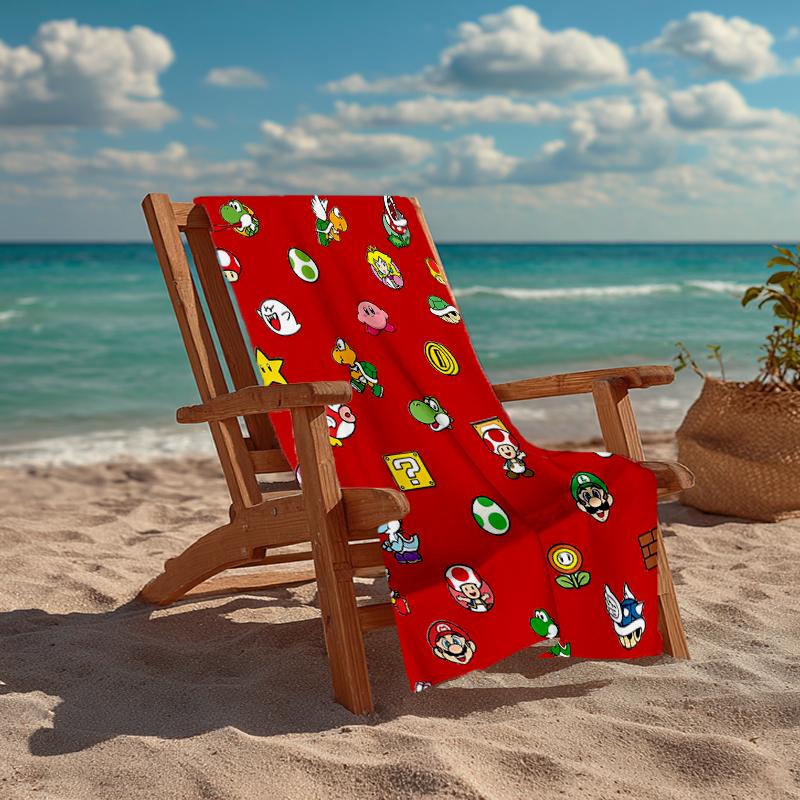 Ultra-Soft Beach Towel with Mario Theme,Ideal for Pool - Camping, Diving - Perfect Travel Essential, Vibrant Beach Towel.