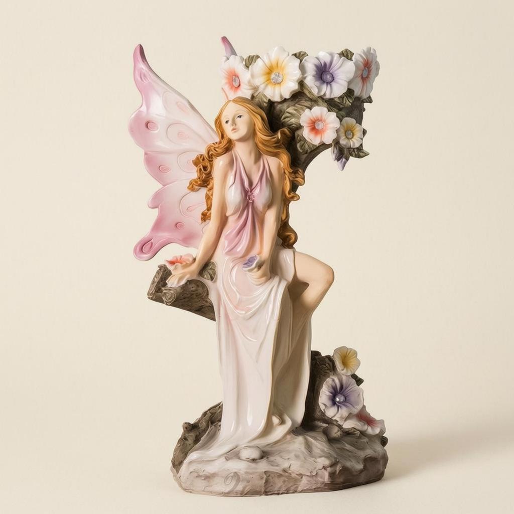 Fairy Vase Decorative Piece Playful Seated Statue Enchanting