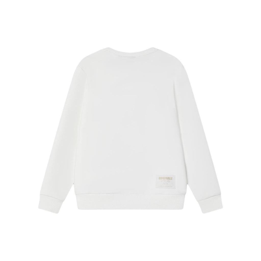 Fila Letter Print Crew Neck Casual Pullover Sweatshirt Men Sweatshirt Cloud-Mushroom-White F11M419202F-WT
