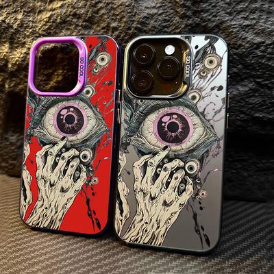 Strašidelný Červené Oko Laser Pokovený Kryt Pro iPhone 11 12 14 15 16 Pro Max 13 SE 3 2 7 8 Plus X XR XS MAX Nárazuvzdorný Nárazníkový Kryt