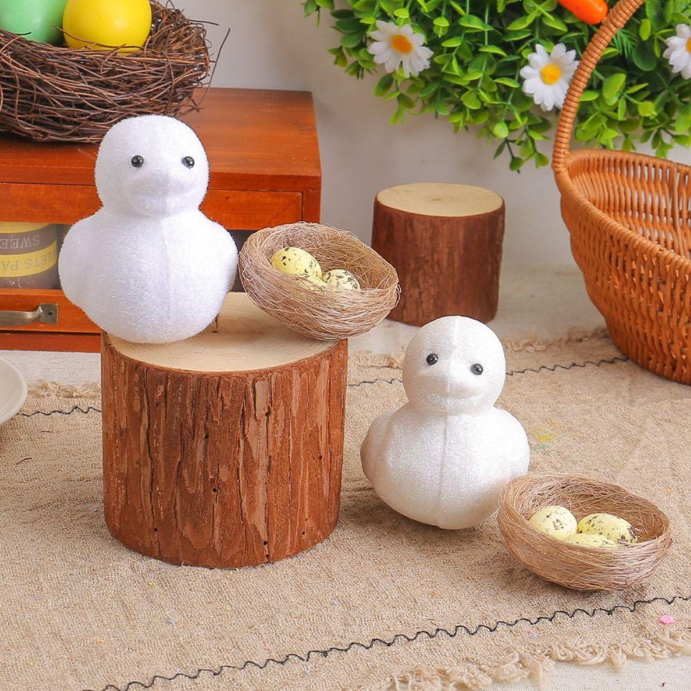 Foam Easter Duck Ornament Set DIY Crafts Simulation Egg Bird Nest Painted Egg Toy Party Favors